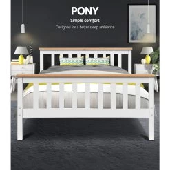 Artiss Double Full Size Wooden Bed Frame PONY Timber Mattress Base Bedroom Kids -Furniture Shop WBED D TC18 137 AB 02