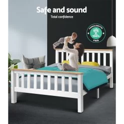 Artiss Double Full Size Wooden Bed Frame PONY Timber Mattress Base Bedroom Kids -Furniture Shop WBED D TC18 137 AB 07