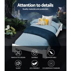 Artiss Bed Frame King Single Size Wooden Mattress Base Timber Platform JADE -Furniture Shop WBED F BASE JADE KS 02