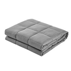 Giselle Bedding 7KG Cotton Weighted Gravity Blanket Relaxing Calming Adult Light Grey -Furniture Shop WBLANKET CT 7KG LGY 02