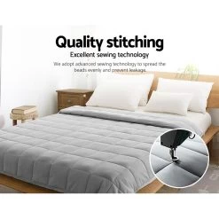 Giselle Bedding 7KG Cotton Weighted Gravity Blanket Relaxing Calming Adult Light Grey -Furniture Shop WBLANKET CT 7KG LGY 06