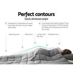 Giselle Bedding 7KG Cotton Weighted Gravity Blanket Relaxing Calming Adult Light Grey -Furniture Shop WBLANKET CT 7KG LGY 07