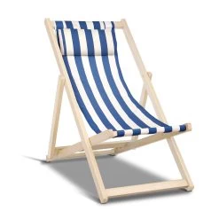 Artiss Fodable Beach Sling Chair – Blue & White