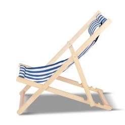 Artiss Fodable Beach Sling Chair – Blue & White -Furniture Shop WOOD B BC 6021T BW 02