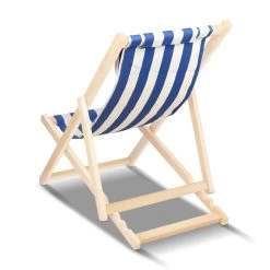 Artiss Fodable Beach Sling Chair – Blue & White -Furniture Shop WOOD B BC 6021T BW 03