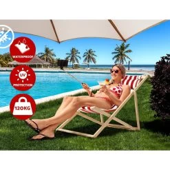 Artiss Outdoor Furniture Sun Lounge Chairs Deck Chair Folding Wooden Beach Patio -Furniture Shop WOOD B BC 6021T RW 03