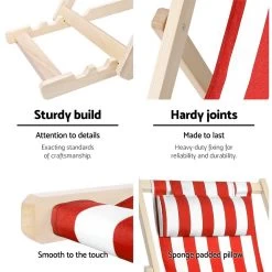 Artiss Outdoor Furniture Sun Lounge Chairs Deck Chair Folding Wooden Beach Patio -Furniture Shop WOOD B BC 6021T RW 05