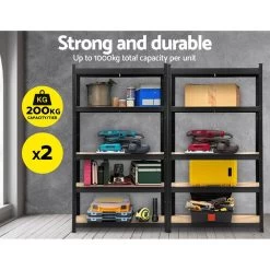 Giantz 2X0.9M Warehouse Shelving Garage Storage Racking Steel Metal Shelves -Furniture Shop WR E 9X18 GVN BKX2 02