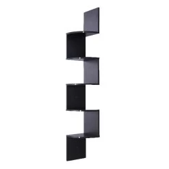 5-Tier Corner Wall Shelf Display Storage Shelves – Black