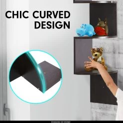 5-Tier Corner Wall Shelf Display Storage Shelves – Dark Brown -Furniture Shop WSH KLN DBN 3