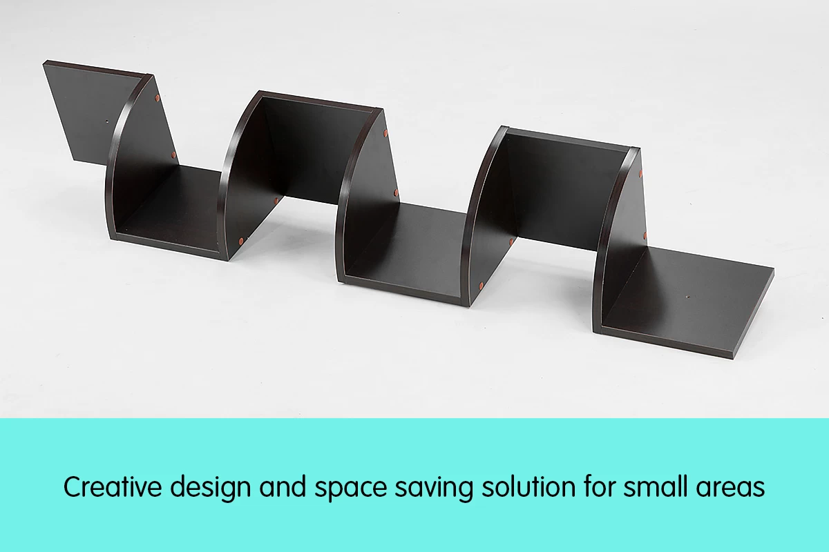 Zigzag Large Corner Wall Mount Display Shelf– Brown 6 Zigzag Large Corner Wall Mount Display Shelf– Brown - Image 4