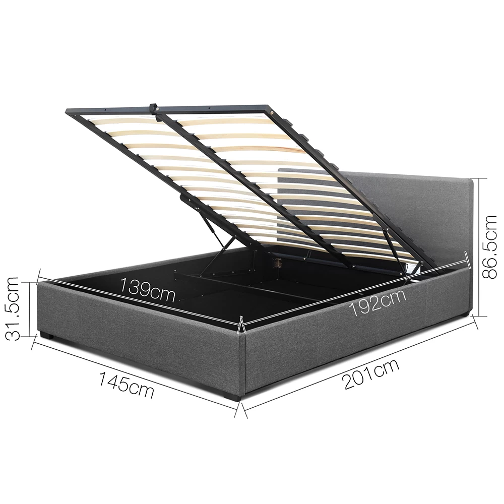 Artiss Double Size Fabric And Wood Bed Frame Headborad – Grey 4 Artiss Double Size Fabric And Wood Bed Frame Headborad – Grey - Image 2