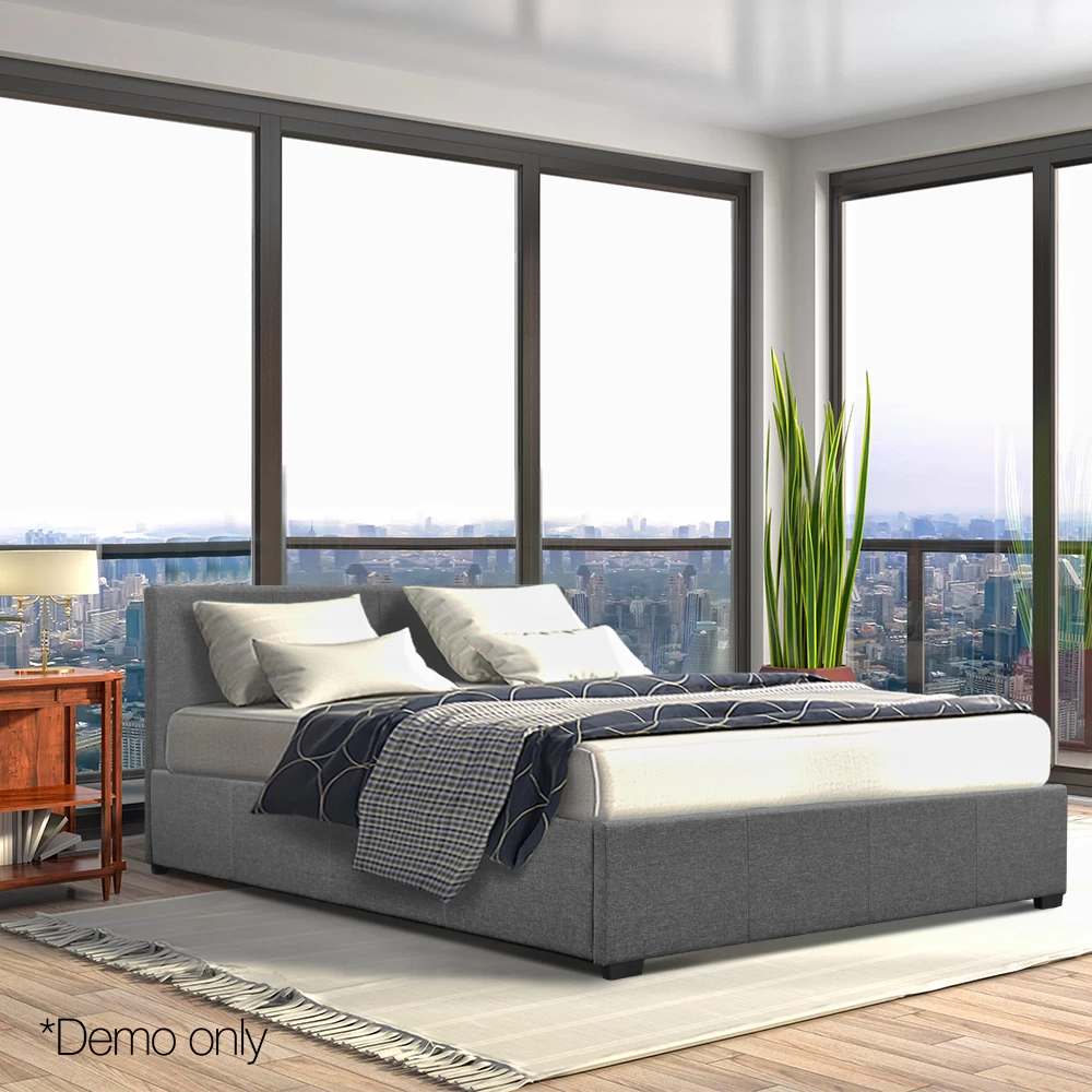 Artiss Double Size Fabric And Wood Bed Frame Headborad – Grey 11 Artiss Double Size Fabric And Wood Bed Frame Headborad – Grey - Image 9