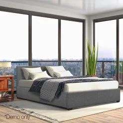 Artiss Queen Size Fabric And Wood Bed Frame Headborad – Grey -Furniture Shop bframe e nino q gy ab 08