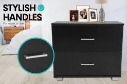 Bedside Table With Drawers MDF Wood – Black 8 Bedside Table With Drawers MDF Wood – Black -Furniture Shop cbt 059 040 051 bk f1