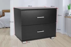 Bedside Table With Drawers MDF Wood – Black 9 Bedside Table With Drawers MDF Wood – Black -Furniture Shop cbt 059 040 051 bk f2