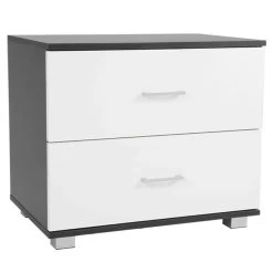 Bedside Table With Drawers MDF – Black White