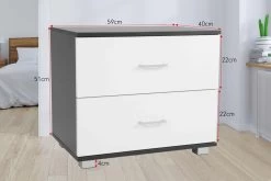 Bedside Table With Drawers MDF – Black White -Furniture Shop cbt 059 040 051 wh f2