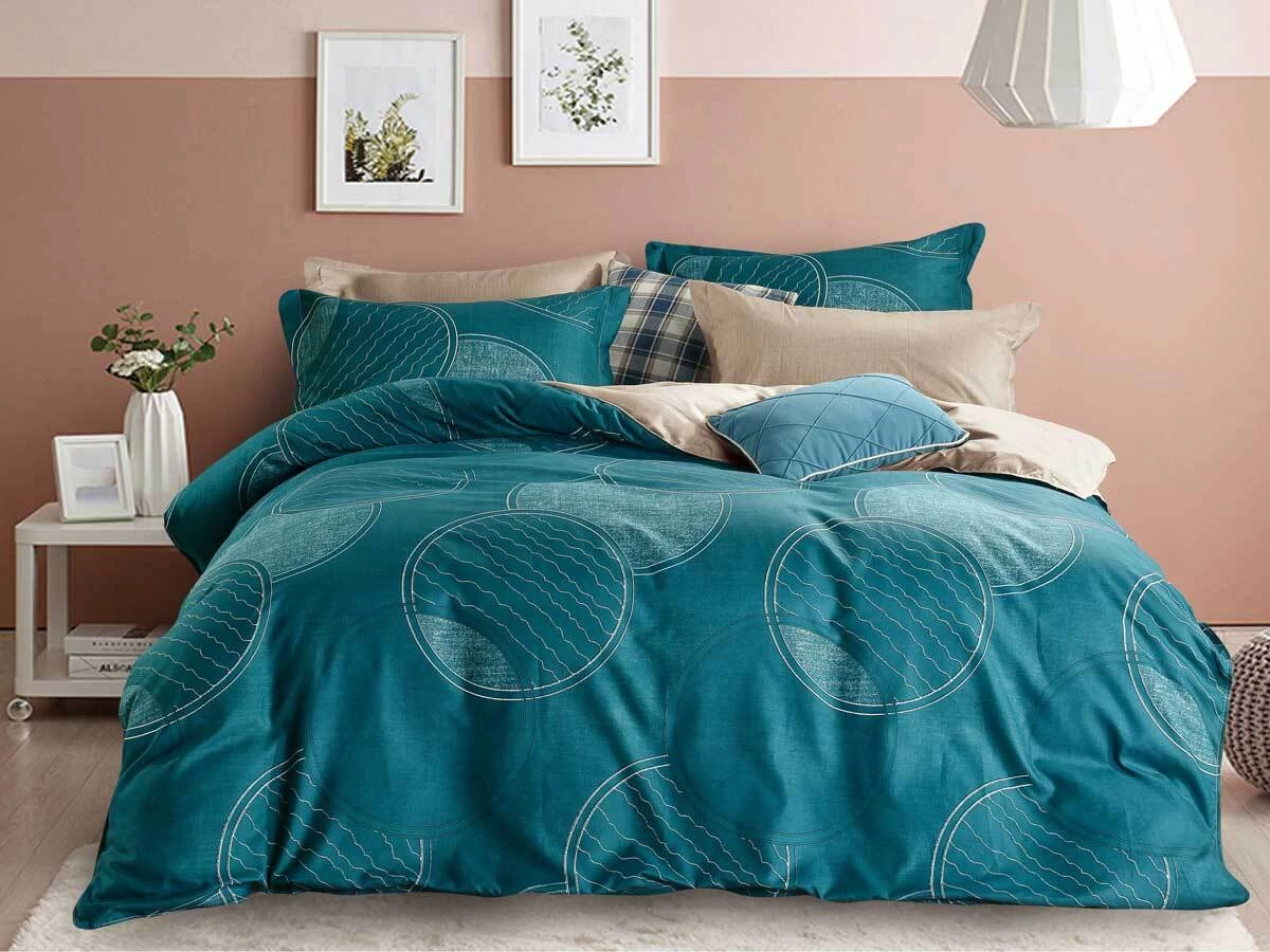 King Size 3pcs Turquoise Circle Quilt Cover Set 3 King Size 3pcs Turquoise Circle Quilt Cover Set