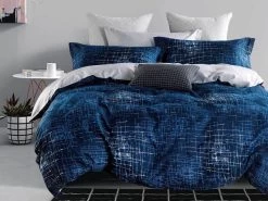 Queen Size 3pcs Navy Matrix Quilt Cover Set