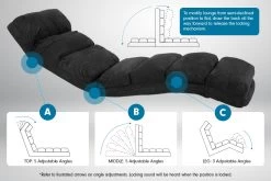 Adjustable Cushioned Floor Gaming Lounge Chair 175 X 56 X 20cm – Black -Furniture Shop fcr qlg 015 blk f3