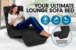 Adjustable Cushioned Floor Gaming Lounge Chair 175 X 56 X 20cm – Black -Furniture Shop fcr qlg 015 blk f6