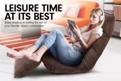 Adjustable Cushioned Floor Lounge Chair 174 X 56 X 15cm – Brown -Furniture Shop fcr qlg 087 brn f3