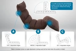 Adjustable Cushioned Floor Lounge Chair 174 X 56 X 15cm – Brown -Furniture Shop fcr qlg 087 brn f5