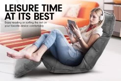 Adjustable Cushioned Floor Lounge Chair 174 X 56 X 15cm – Charcoal -Furniture Shop fcr qlg 087 chl f3