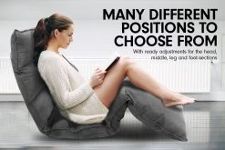 Adjustable Cushioned Floor Lounge Chair 174 X 56 X 15cm – Charcoal -Furniture Shop fcr qlg 087 chl f4