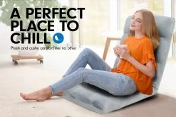 Adjustable Cushioned Floor Gaming Lounge Chair 99 X 41 X 12cm – Grey -Furniture Shop fcr qlg 804 gry f 2