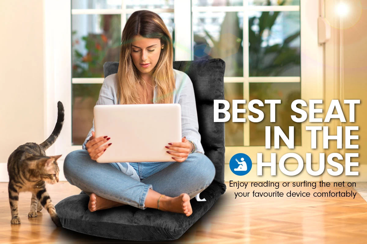 Adjustable Cushioned Floor Gaming Lounge Chair 100 X 50 X 12cm – Black 4 Adjustable Cushioned Floor Gaming Lounge Chair 100 X 50 X 12cm – Black - Image 2