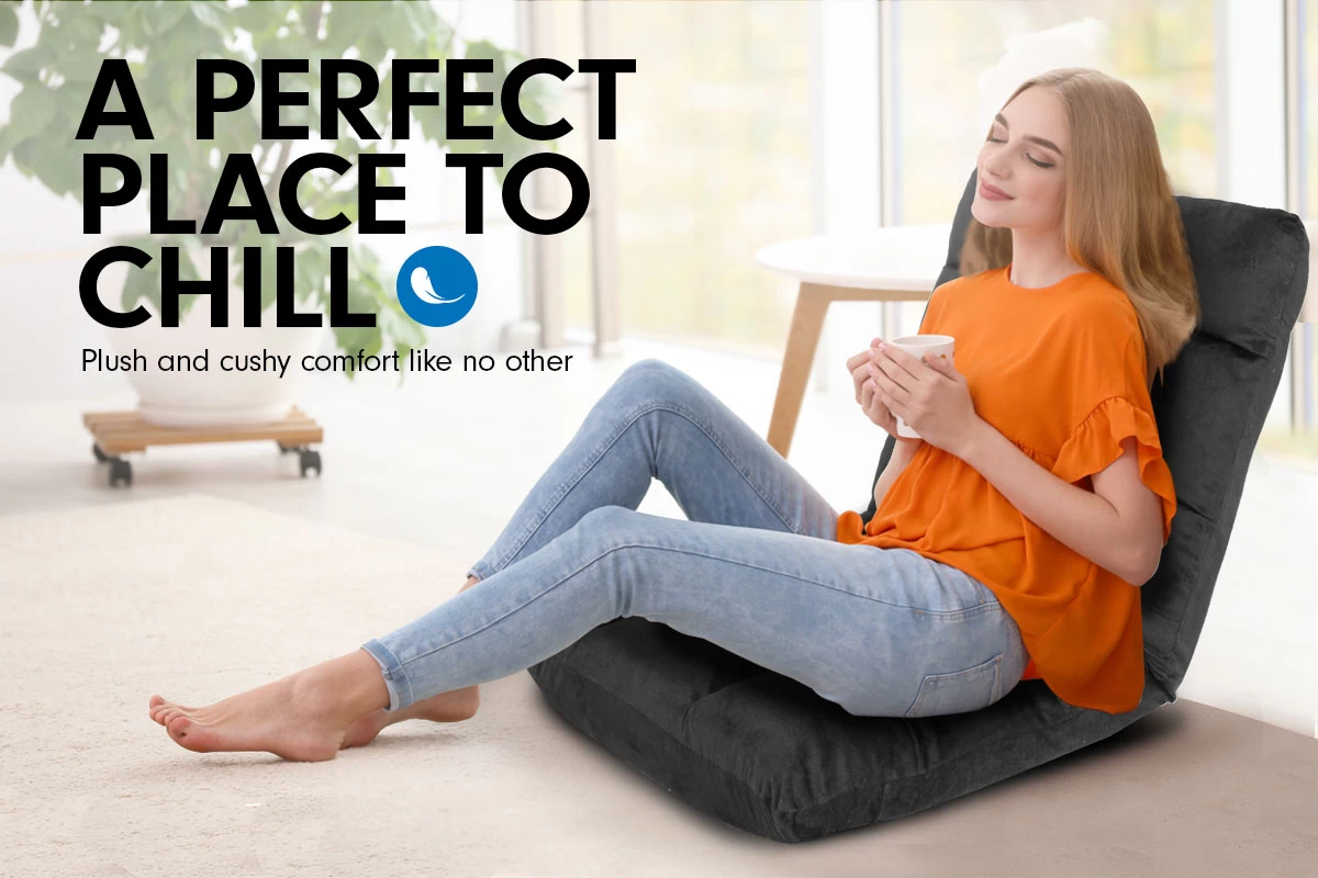 Adjustable Cushioned Floor Gaming Lounge Chair 100 X 50 X 12cm – Black 6 Adjustable Cushioned Floor Gaming Lounge Chair 100 X 50 X 12cm – Black - Image 4