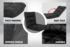 Adjustable Cushioned Floor Gaming Lounge Chair 100 X 50 X 12cm – Black 16 Adjustable Cushioned Floor Gaming Lounge Chair 100 X 50 X 12cm – Black -Furniture Shop fcr qlg 809 blk f6