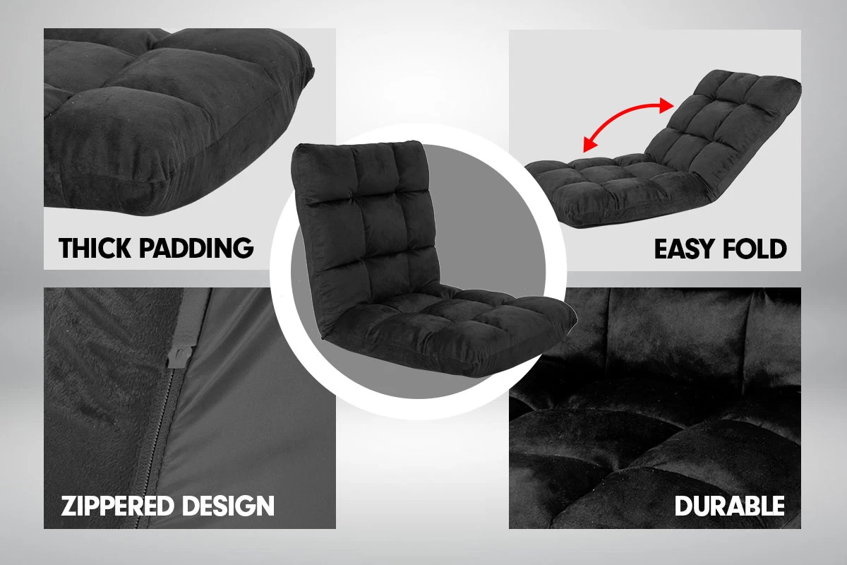 Adjustable Cushioned Floor Gaming Lounge Chair 100 X 50 X 12cm – Black 9 Adjustable Cushioned Floor Gaming Lounge Chair 100 X 50 X 12cm – Black - Image 7