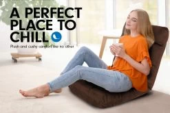 Adjustable Cushioned Floor Gaming Lounge Chair 100 X 50 X 12cm – Brown -Furniture Shop fcr qlg 809 brn f3
