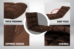 Adjustable Cushioned Floor Gaming Lounge Chair 100 X 50 X 12cm – Brown -Furniture Shop fcr qlg 809 brn f7