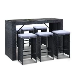 Gardeon 7 Piece Outdoor Dining Table Set – Black