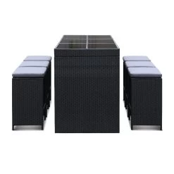 Gardeon 7 Piece Outdoor Dining Table Set – Black -Furniture Shop ff barset bk 7abc 02 1