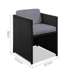 Gardeon 5 Piece Wicker Outdoor Dining Set – Black -Furniture Shop ff dining 5set bk 02