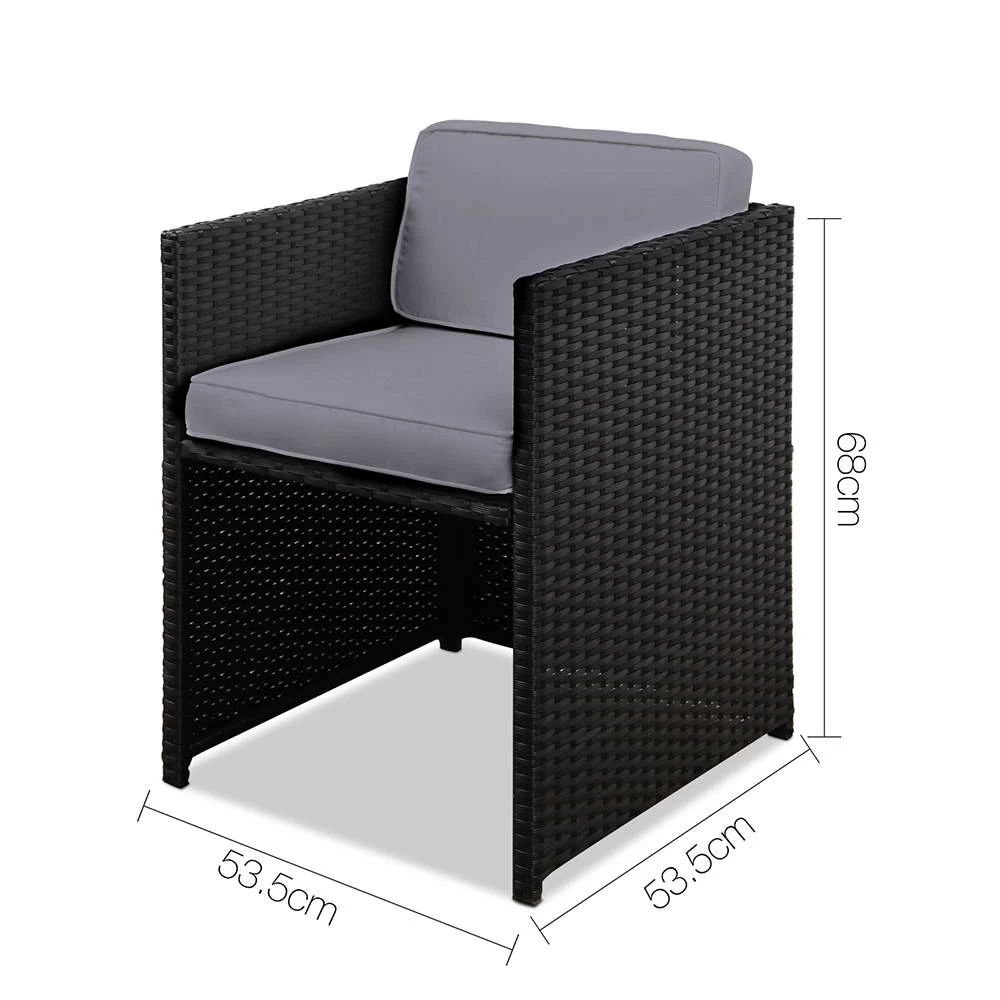 Gardeon 9 Piece Wicker Outdoor Dining Set – Black & Grey 5 Gardeon 9 Piece Wicker Outdoor Dining Set – Black & Grey - Image 3