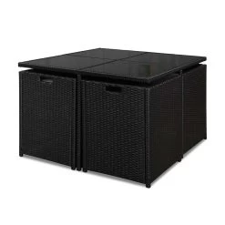 Gardeon 9 Piece Wicker Outdoor Dining Set – Black & Grey 21 Gardeon 9 Piece Wicker Outdoor Dining Set – Black & Grey -Furniture Shop ff dining 9set bk 07