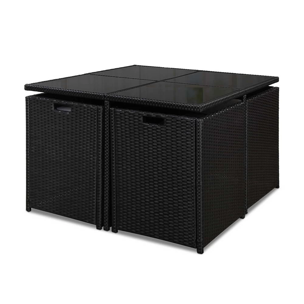 Gardeon 9 Piece Wicker Outdoor Dining Set – Black & Grey 10 Gardeon 9 Piece Wicker Outdoor Dining Set – Black & Grey - Image 8