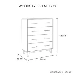 Woodstyle 4- Drawer Tallboy -Furniture Shop infographic 17 3