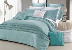Queen Size Haze Aqua Quilt Cover Set (3PCS)