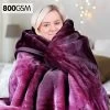 800GSM Heavy Double-Sided Faux Mink Blanket – Purple -Furniture Shop mink pu 800