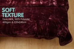 600GSM Large Double-Sided Faux Mink Blanket – Purple -Furniture Shop mink pu f3