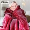 600GSM Large Double-Sided Faux Mink Blanket – Wine Red