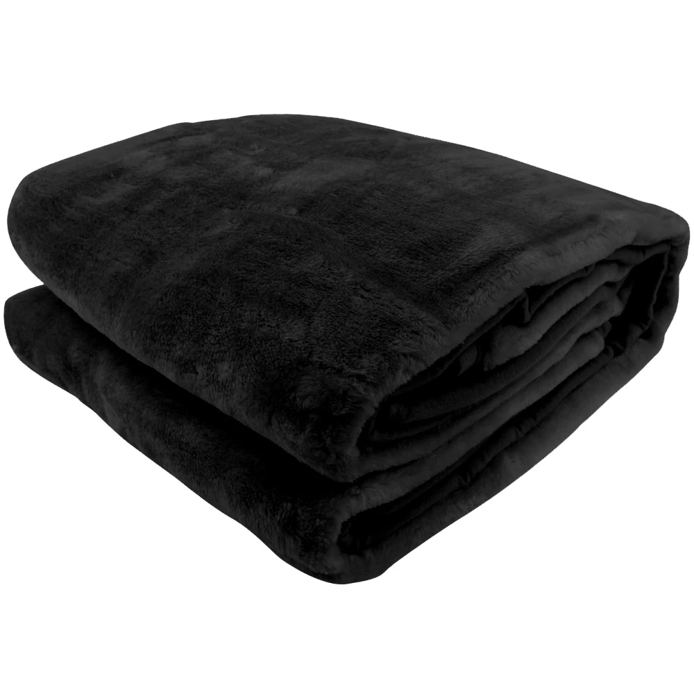 600GSM Large Double-Sided Queen Faux Mink Blanket – Black 4 600GSM Large Double-Sided Queen Faux Mink Blanket – Black - Image 2