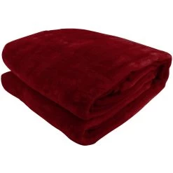 600GSM Large Double-Sided Faux Mink Blanket – Wine Red -Furniture Shop mink wRed